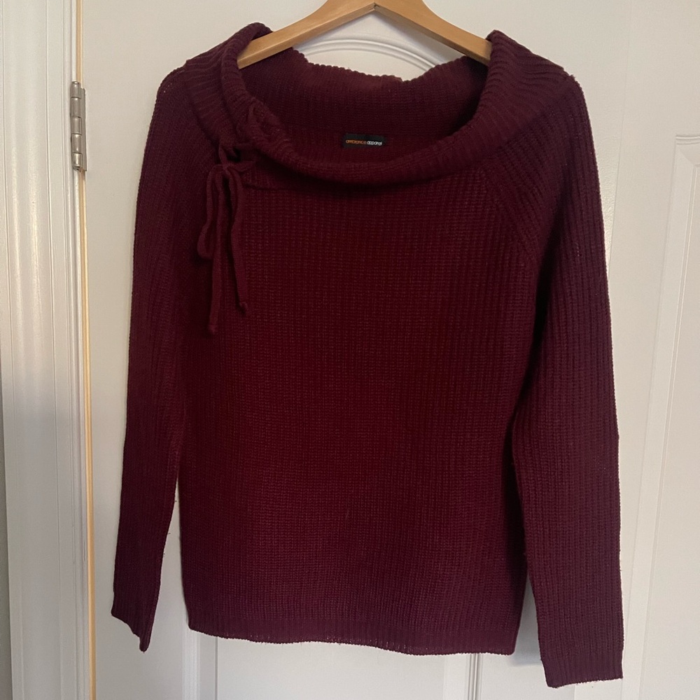 Ambiance Burgundy Cowl/Tie Neck Sweater